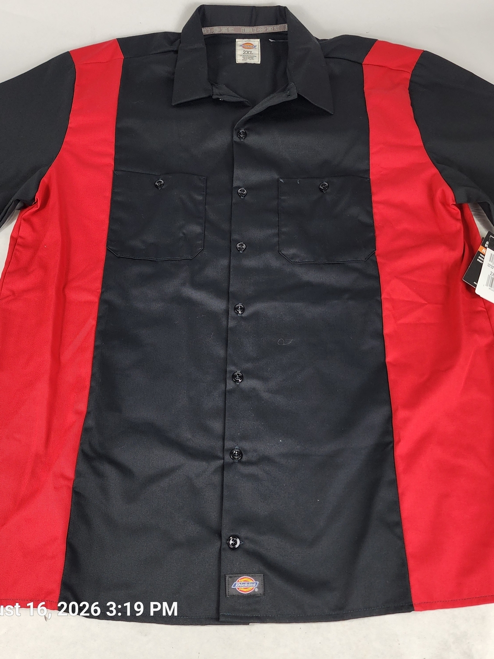 Dickies Men’s Black & Red Short-Sleeve Work Shirt Bowling Billy